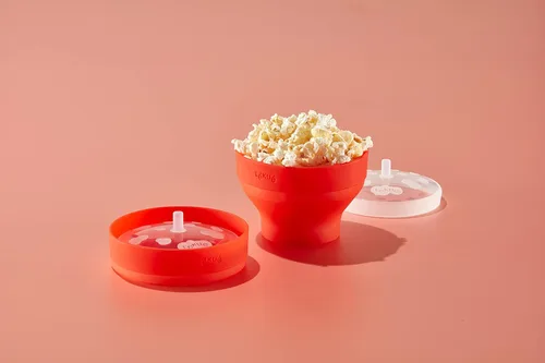 Miniatura 10 de Lékué - Mini máquina para hacer palomitas de maíz para microondas, talla XS, color rojo, tazón de palomitas emergente rápido y saludable, sirve
