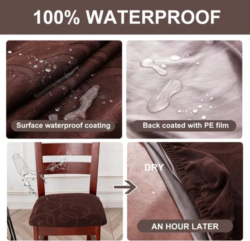 Miniatura 3 de Genina Fundas de asiento impermeables para sillas de comedor, fundas elásticas para sillas de comedor, fundas protectoras para sillas de cocina