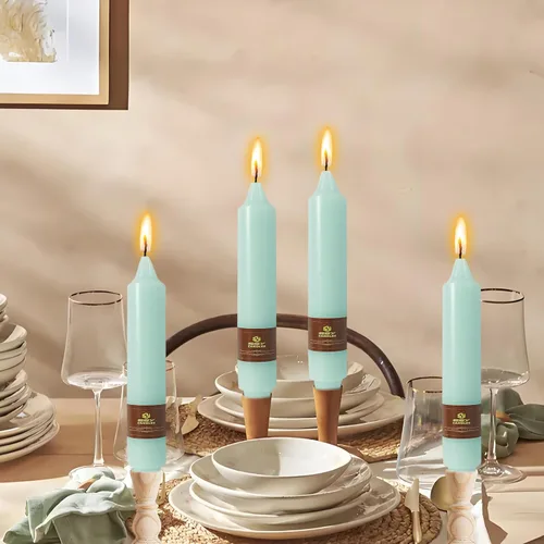 Miniatura 106 de Candelabros cortos de 5 pulgadas con velas cónicas verde oscuro, 4 piezas para cena, hogar, boda, fiesta, decoración