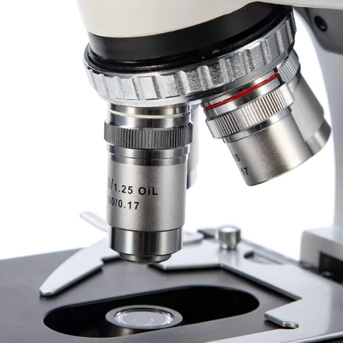 Miniatura 4 de SWIFT Microscopio de laboratorio compuesto trinocular 40X-2500X con cámara y diapositivas de 3MP, etapa mecánica, condensador de Abbe