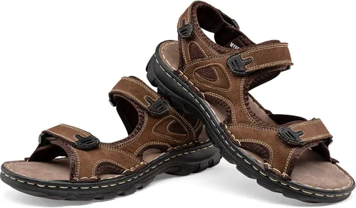 Miniatura 8 de Jousen Sandalias de cuero para hombre, sandalias de playa con punta abierta, para verano, senderismo, deportes al aire libre