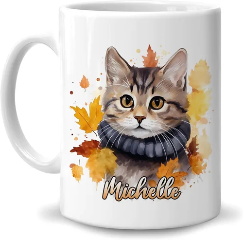 Miniatura 28 de Hyturtle Taza de café personalizada de lobo de otoño, regalos de cumpleaños para los amantes del lobo, regalos de decoración de otoño para casa