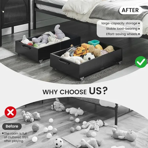 Miniatura 6 de TIOPGHAD Almacenamiento debajo de la cama con ruedas, paquete de 2 cajones organizadores de almacenamiento de zapatos debajo de la cama, organizador