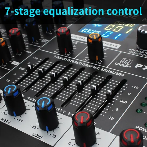 Miniatura 6 de Consola de mezclador de sonido profesional de 8 canales, 99 bits DSP, procesador digital de 99 bits, USB, Bluetooth, MP3 para entrada de grabación