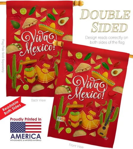 Miniatura 3 de Viva México - Kit de banderas de jardín para casa de jardín, fiesta de verano, cactus y piñata, sombrero mexicano, fiesta mexicana, pequeño regalo