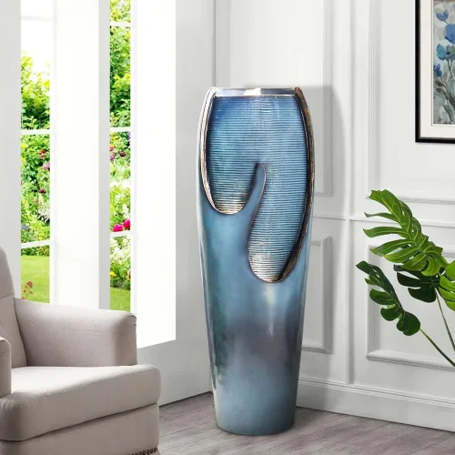 watnature Fuentes de agua y cascadas para exteriores de 38.7 pulgadas de alto, fuente de agua para interiores, modernas fuentes de agua de pie con
