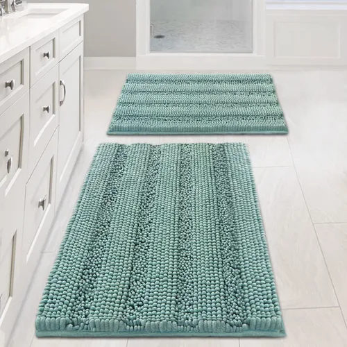 Miniatura 29 de H.VERSAILTEX - Alfombras de baño, juego de 2 piezas, alfombra de contorno para baño, juego de alfombras para inodoro, alfombra antideslizante
