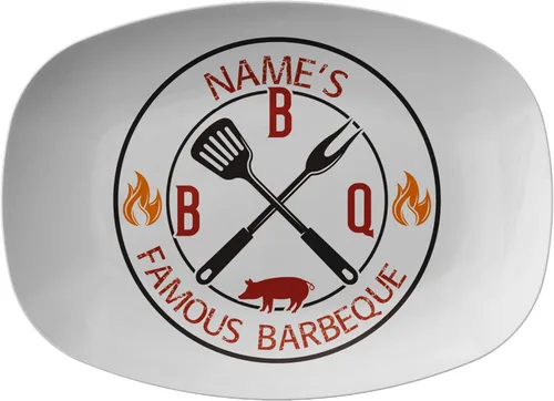 Plato personalizado para servir con nombre de papá en la barbacoa, plato con nombres personalizados para jardín, barbacoa, reunión familiar, nombres