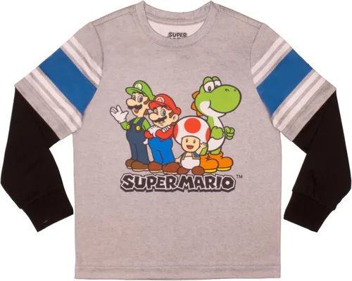 Miniatura 3 de Nintendo Super Mario - Juego de 2 piezas de camiseta de manga larga para niños y pantalones deportivos, paquete de 2 unidades para niños y niños