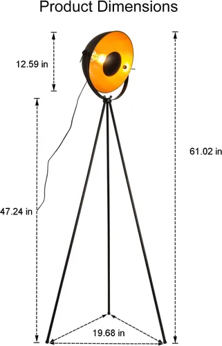 Miniatura 6 de COSYLUX Lámpara de pie con trípode industrial para sala de estar, moderna lámpara de pie alta satélite para dormitorios, oro negro (sin bombillas)