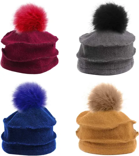 Miniatura 3 de Boao 12 bolas de pompón de piel sintética para sombreros de punto, bola de pompón esponjosa con botón de presión extraíble para sombreros de punto