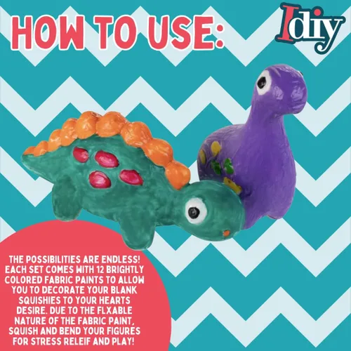 Miniatura 4 de Kit de manualidades de juguetes esponjosos de dinosaurio gigante, 12 formas diferentes de dinosaurios con 12 pinturas de tela (4-6 pulgadas)