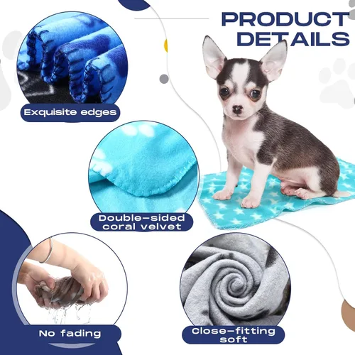 Miniatura 3 de Chumia 28 Piezas Manta para Cachorros al Por Mayor Manta Pequeña de Forro Polar para Mascotas para Cachorros Perros Gatitos Gatos Mascotas Suave