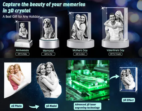 Miniatura 4 de Rdzding Foto de cristal, regalos personalizados para papá, padre, esposa, hombres, su madre, marido, gran regalo personalizado con tu propia foto