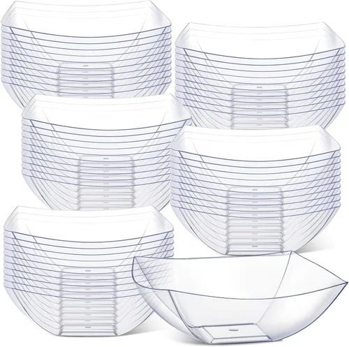 Miniatura 19 de Tanlade 50 Cuencos Cuadrados de Plástico para Servir Desechables Cuencos para Aperitivos Ensalada Recipientes Pequeños para Fiestas Barra de Dulces