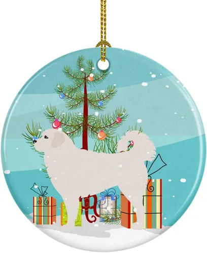 Miniatura 58 de Caroline's Treasures Bulldog inglés «Merry Christmas» adorno de cerámica para árbol de Navidad, decoración colgante para el hogar, Navidad, fiestas