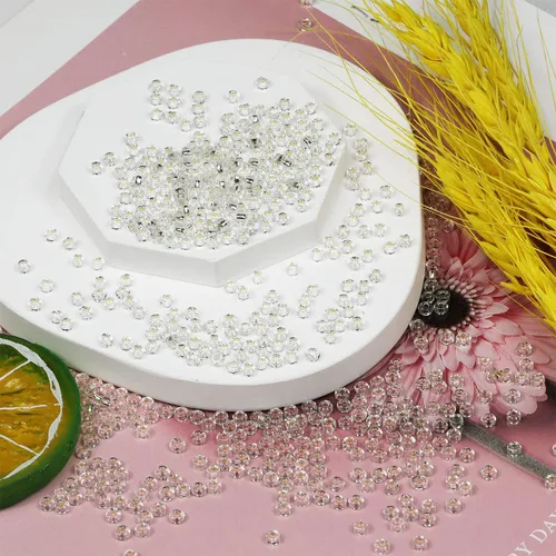 Miniatura 82 de Cuentas de semillas doradas transparentes de 4 mm al por mayor para hacer joyas, 110 gramos, aproximadamente 1600 piezas, cuentas de vidrio 6/0