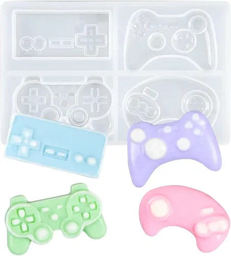 Miniatura 10 de Moldes de silicona para controlador de juegos, chocolate y caramelo, fondant, para hornear, cubitos de hielo, resina epoxi, fabricación de jabón