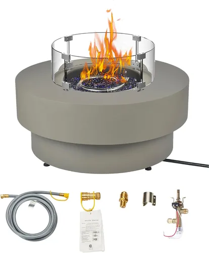Miniatura 10 de Fogata de propano para exteriores de 32 pulgadas con cubierta de tanque de 20 libras, fogatas de propano de 50,000 BTU para patio exterior con tapa