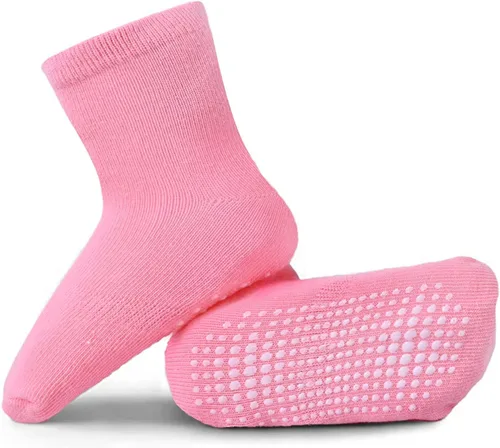 Miniatura 4 de 6 pares de calcetines antideslizantes acogedores y cálidos tipo crew con agarres para bebés, infantes, niños pequeños, niños y niñas