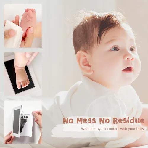 Miniatura 3 de Kit de manos y huellas de bebé sin tinta, kit de almohadilla de tinta de tacto limpio, sello de pie de mano para bebé, paquete de 4 almohadillas