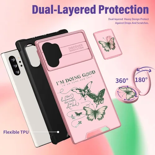 Miniatura 5 de Funermei para Samsung Galaxy Note 10 Plus Funda - Cubierta Linda de Mariposa para Mujer Diseño Linda de Mariposa Verde con Cubierta de Cámara Verde