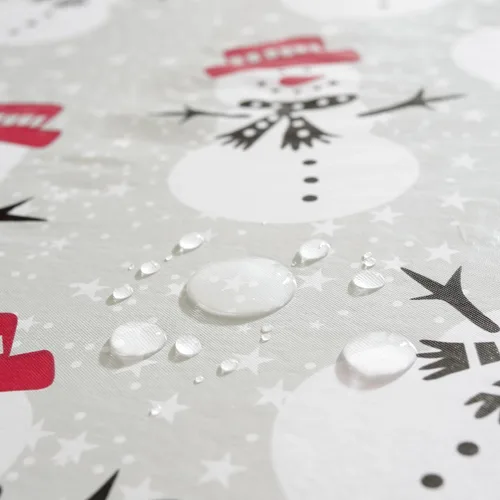 Miniatura 4 de Mantel de vinilo de muñeco de nieve blanco navideño con reverso de franela, mantel rectangular de PVC, manteles impermeables de Navidad