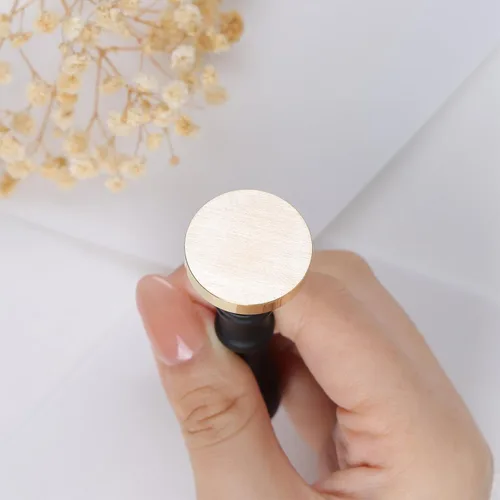 Miniatura 2 de UNIQOOO Sello redondo de cera en blanco de 1 pulgada para invitaciones de boda, cabeza de latón macizo sin grabado, perfecto para invitaciones