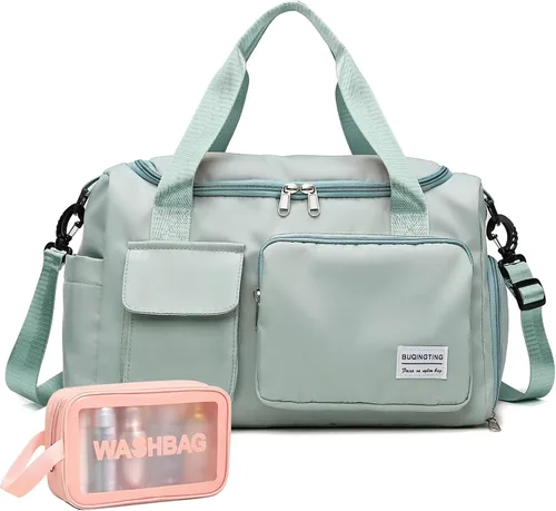 Miniatura 36 de Bolsa de Gimnasio Pequeña para Mujer, Bolsa de Lona de Viaje, Bolsa de Fin de Semana con Compartimento para Zapatos