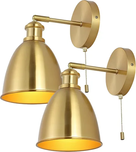 JONATHAN Y JYL9911A-SET2 - Juego de 2 apliques de pared LED de latón dorado de 6.5 pulgadas para dormitorio, lámpara de pared industrial cableada
