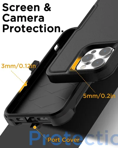 Miniatura 6 de AICase Funda para iPhone 14 Pro Max con protector de pantalla de vidrio + lente de cámara, resistente protección contra caídas, cuerpo completo