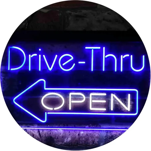 Miniatura 18 de ADVPRO Drive Thru Open Flecha Izquierda Señal de neón LED de doble color, azul y rojo, 24 x 16 pulgadas st6s64-i3827-br