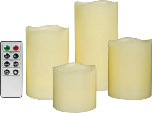 Miniatura 11 de CANDLE CHOICE Velas de Navidad sin llama con temporizador remoto, cera real, parpadeante, pilares LED con grabado deprimido, reno, Papá Noel, Blanco