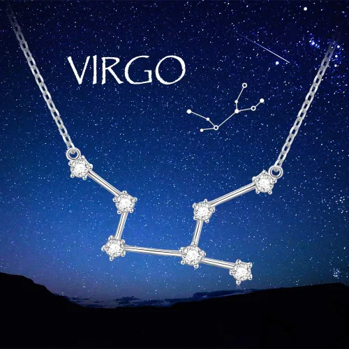 Miniatura 2 de Collar de plata de ley 925 con circonita cúbica, astrología, 12 constelaciones, signo del horóscopo, astrología, estrella del zodiaco, joyería