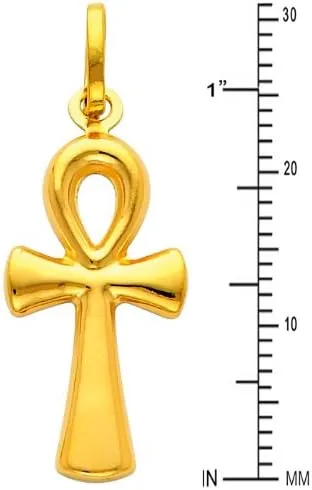 Miniatura 2 de Colgante de oro amarillo de 14 quilates con cruz de Ankh religiosa, 2 tamaños diferentes disponibles