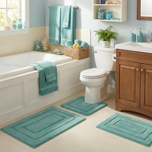 Miniatura 20 de GRANNY SAYS Juego de 2 alfombras de baño suaves para baño, alfombras de baño antideslizantes y lavables, alfombras de baño absorbentes para bañera
