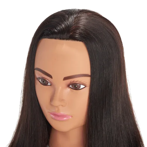 Miniatura 3 de Cabeza de maniquí Hairingrid 20"-22" 100% Cabello Humano para Peluquería y Cosmetología, Cabeza de Muñeco de Entrenamiento con Soporte de Abrazadera