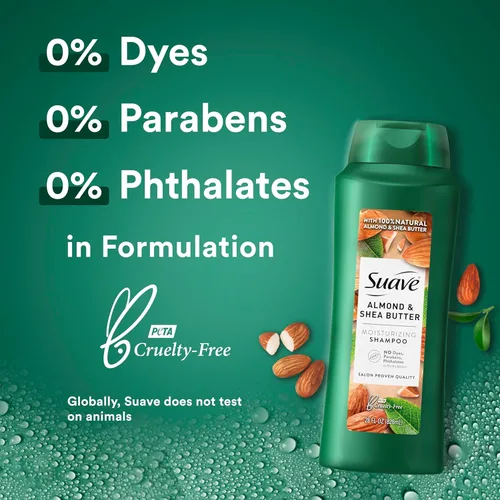 Miniatura 16 de Suave Professionals Champú hidratante para cabello seco Manteca de almendras y karité sin parabenos y sin colorantes, 28 onzas, paquete de 4