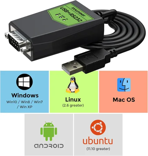 Miniatura 2 de Adaptador USB a serie RS232 de grado industrial, USB a macho DB9, chipset FTDI, protección ESD, aislamiento de señal y energía, compatible