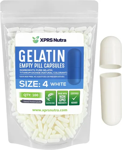 Miniatura 10 de XPRS Nutra Cápsulas vacías tamaño 4 – 100 cápsulas pequeñas de gelatina vacías – Pastillas de relleno de cápsulas de bricolaje – Cápsulas de gel