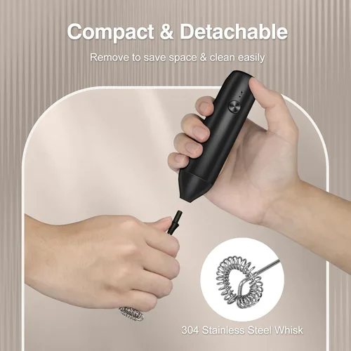 Miniatura 7 de Espumador de leche recargable de mano, varita espumadora y mezclador de bebidas para café, batidor eléctrico y agitador para latte, capuchino