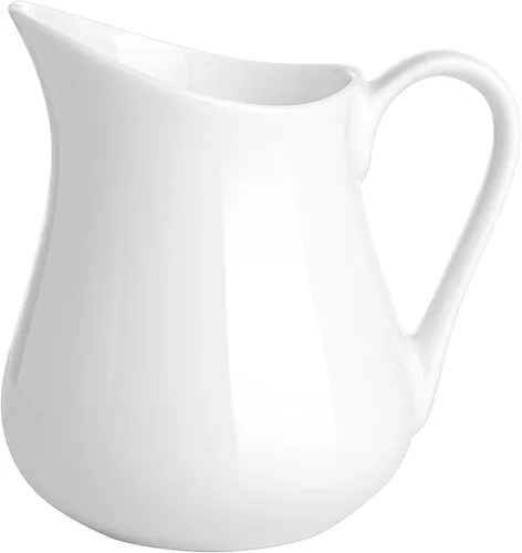 Miniatura 17 de Gurygo Juego de 2 Jarras para Crema de 8 onzas de Cerámica con Asa, Pequeño Contenedor Clásico de Leche Blanco, Jarra de Crema de Porcelana Fina