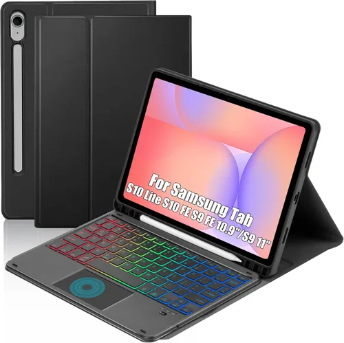 MePadKey Funda de teclado Touchpad para tableta Samsung Galaxy Tab S10 Lite/S10 FE/S9 FE 10.9 pulgadas/S9 11 pulgadas 2025/2023, retroiluminación