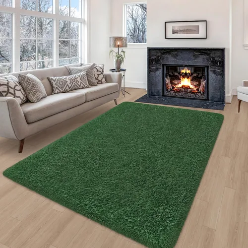 Miniatura 49 de Alfombras verdes para dormitorio de niños: alfombra de pasillo lavable de 2x6, alfombras pequeñas antideslizantes, esponjosas, suaves, peludas