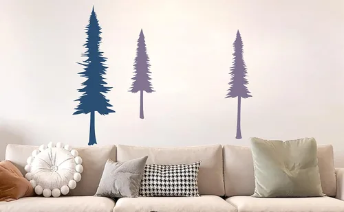 Miniatura 2 de Calcomanías de pared de árbol de pino grande, calcomanías de pared de árbol verde para despegar y pegar, bosque de pino, cuarto de bebé, decoración