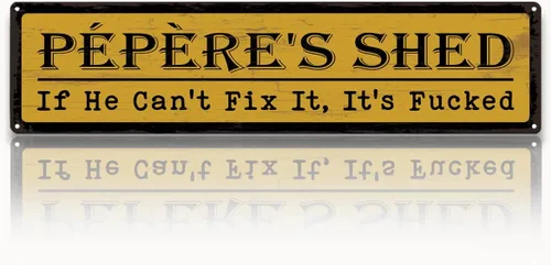 Miniatura 14 de Metal Fathers Day Gift, Retro Metal Tin Sign, Man Cave Decor, Papa's Garage, If He Can't Fix It We're Screwed, Garage Workshop Decor, Gift for Papa