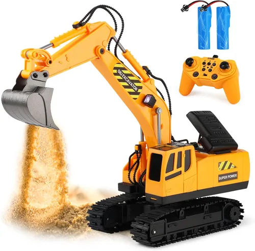 RC Toys Construction Excavator Car: regalo de cumpleaños para niños y niñas de 4, 5, 6, 7, 8, 9 años o más, juego de vehículos de arena para niños