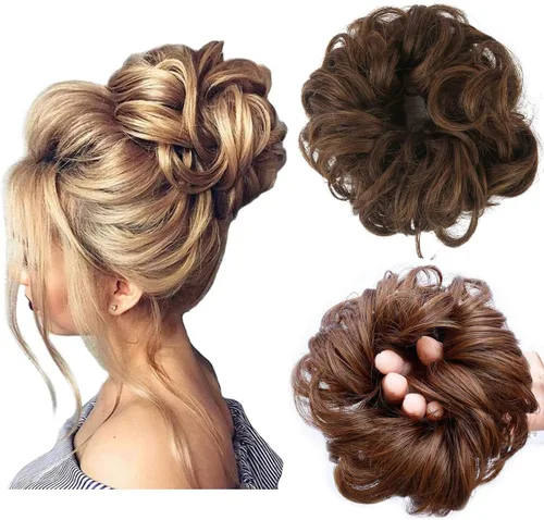 Miniatura 20 de Cabello sintético despeinado, grueso, extensiones para coleta, cabello recogido