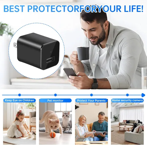 Miniatura 4 de Cámara de cargador inteligente - Cámara inalámbrica Mini HD 1080P WiFi Cámara para seguridad interior en el hogar