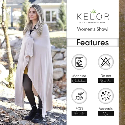 Miniatura 34 de K E L O R Luxury Cooling Travel Blanket - Stretchy, Lightweight Soft & Breathable Shawl Wraps for Women
